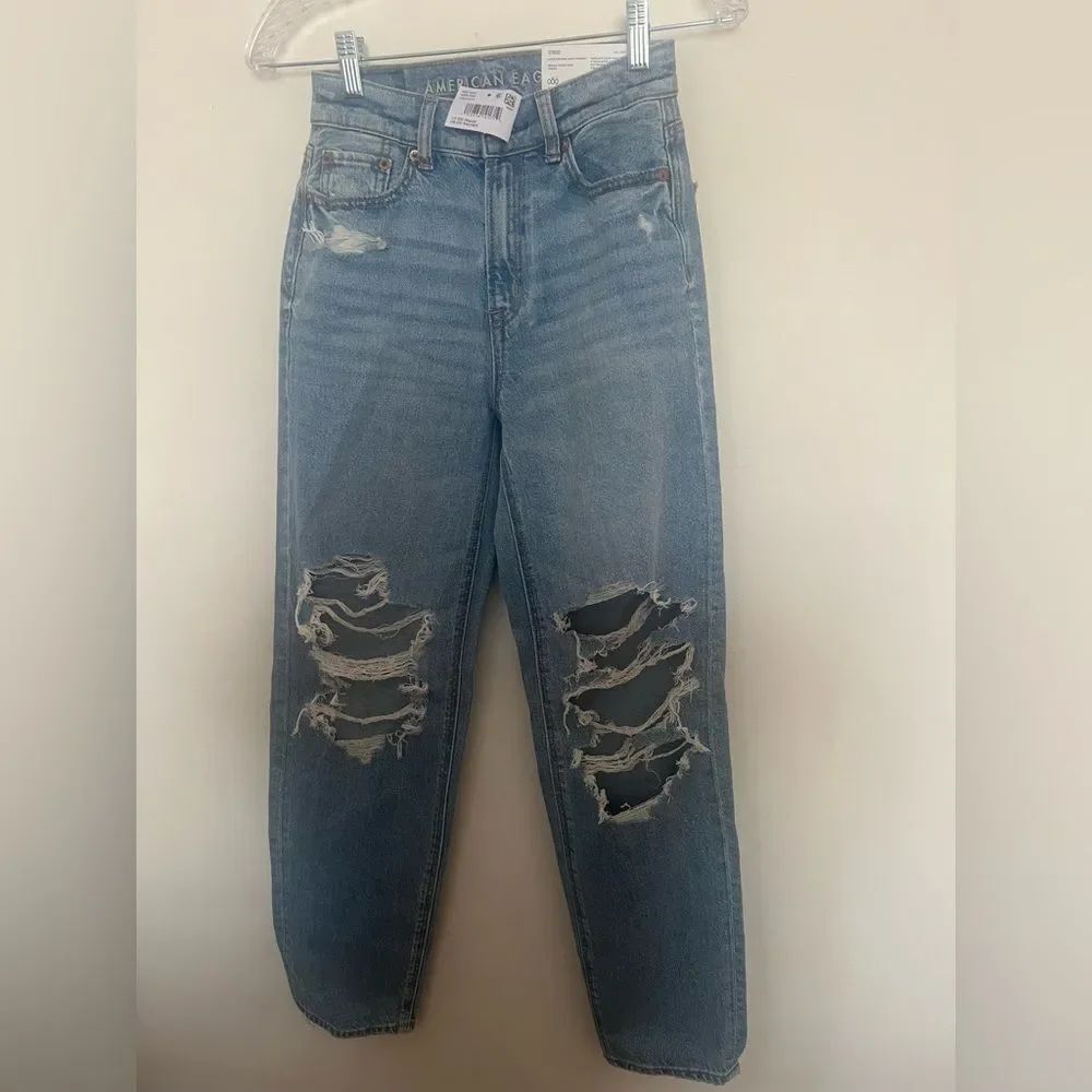 American Eagle Outfitters Distressed Light Blue Boyfriend Jeans